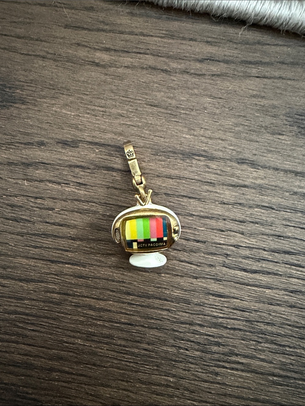 y2k Gold-tone Retro TV Charm with Rainbow Bars
